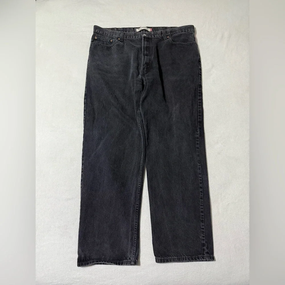 Levis 550 Jeans Mens 42x31 Black Relaxed Tapered Dark Wash‎ Y2K